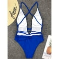 thumbnail image 5 of Womens Sexy Deep V Neck High Waist Multi-Way Bandage One Piece Swimsuits Swimwear, 5 of 5