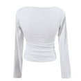 thumbnail image 4 of Workout Tops for Women Fall Long Sleeve Boat Neck Fitted Solid Color Basic Clothes Womens Plain Tshirts White XS, 4 of 5