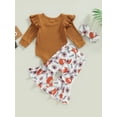 thumbnail image 4 of ZAXARRA 3Pcs Baby Girl Spring Outfits, Long Sleeve Romper + Cow Flare Pants + Headband Set, 4 of 8