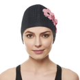 thumbnail image 4 of Beemo Swim Bathing Caps for Women & Girls - Retro Style Latex Bubble Crepe Swimming Hat with Tripple Flowers for Long/Short Hair, 4 of 4