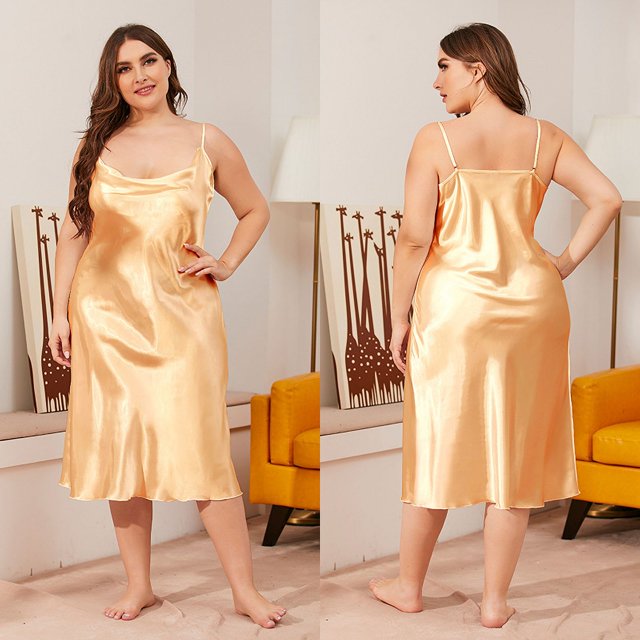 Camisón holgado de primavera y verano para mujer, con tirantes y obesidad, 1630p