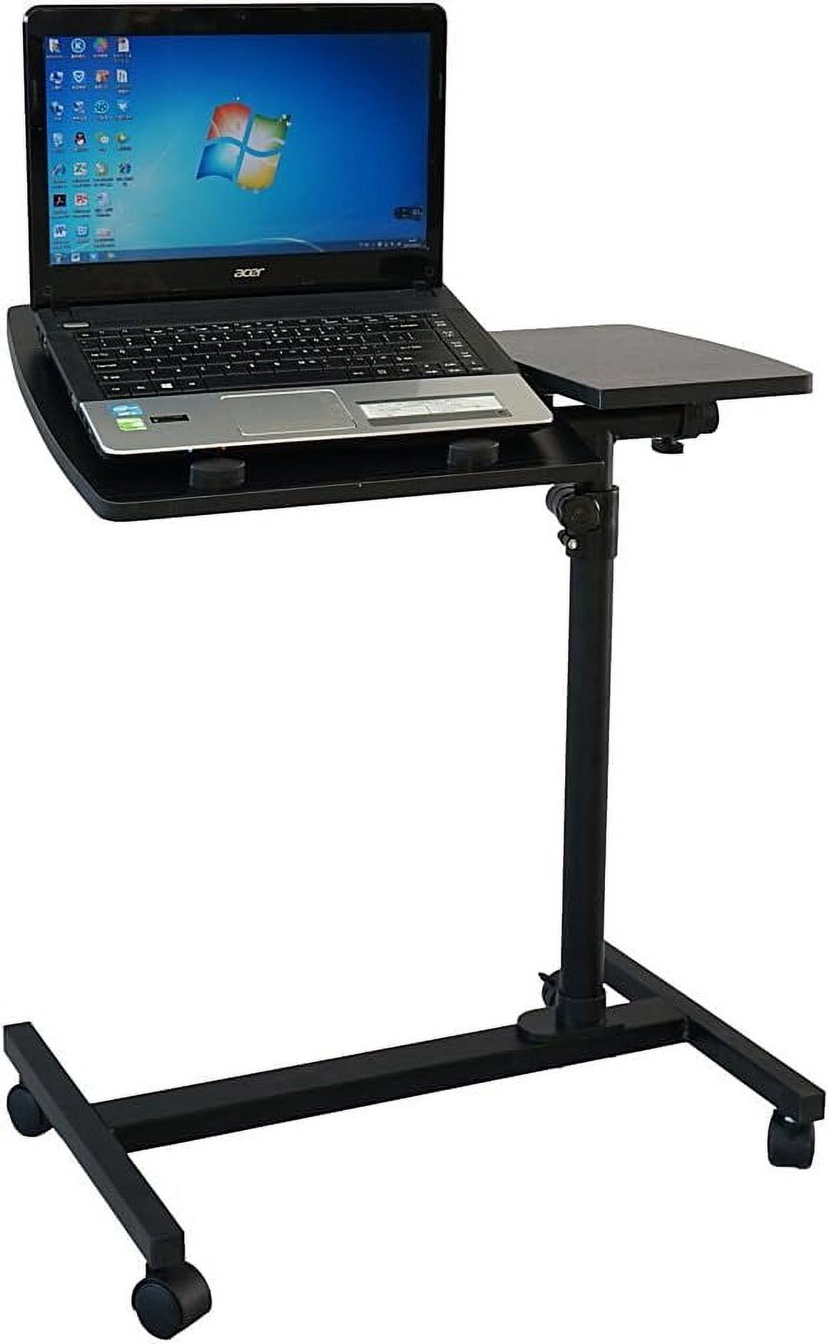 Yunken 23.2 Inch Rolling Adjustable Multifunctional Lifting Computer Desk, Tilting Desktop, Sit Stand Laptop Desk TV Tray for Bed Sofa Hospital Reading Eating, Black