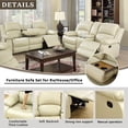 thumbnail image 3 of Bonded Leather Living Room Furniture Set Reclining Sofa Set Loveseat Furniture Sets in Living Room Sofa Recliners (Sofa+Loveseat, Beige), 3 of 12