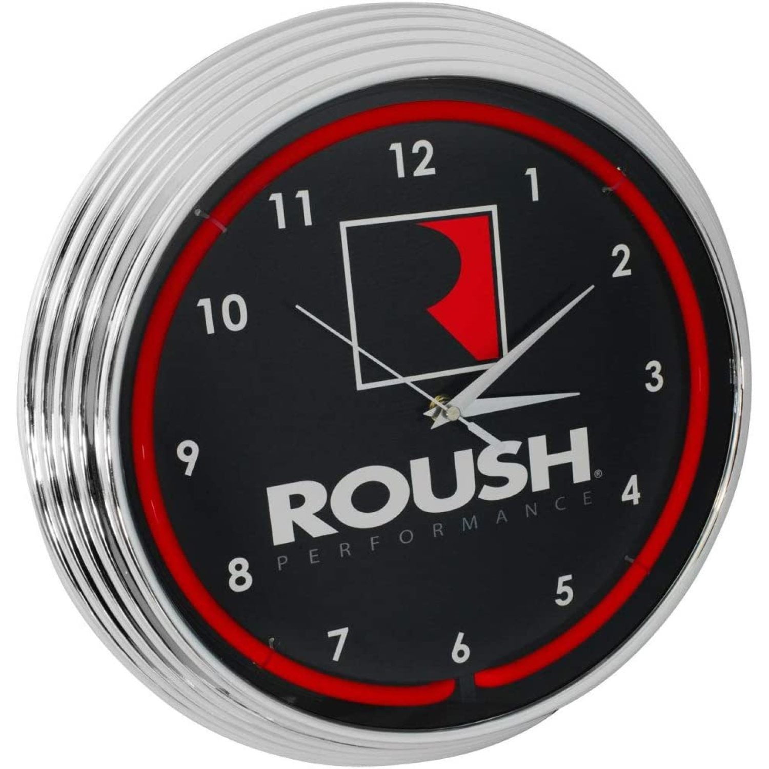 Bilot Roush Performance Red Neon Clock 15 Inch Diameter with Chrome Finish Rim – 8 RSHPF, Features