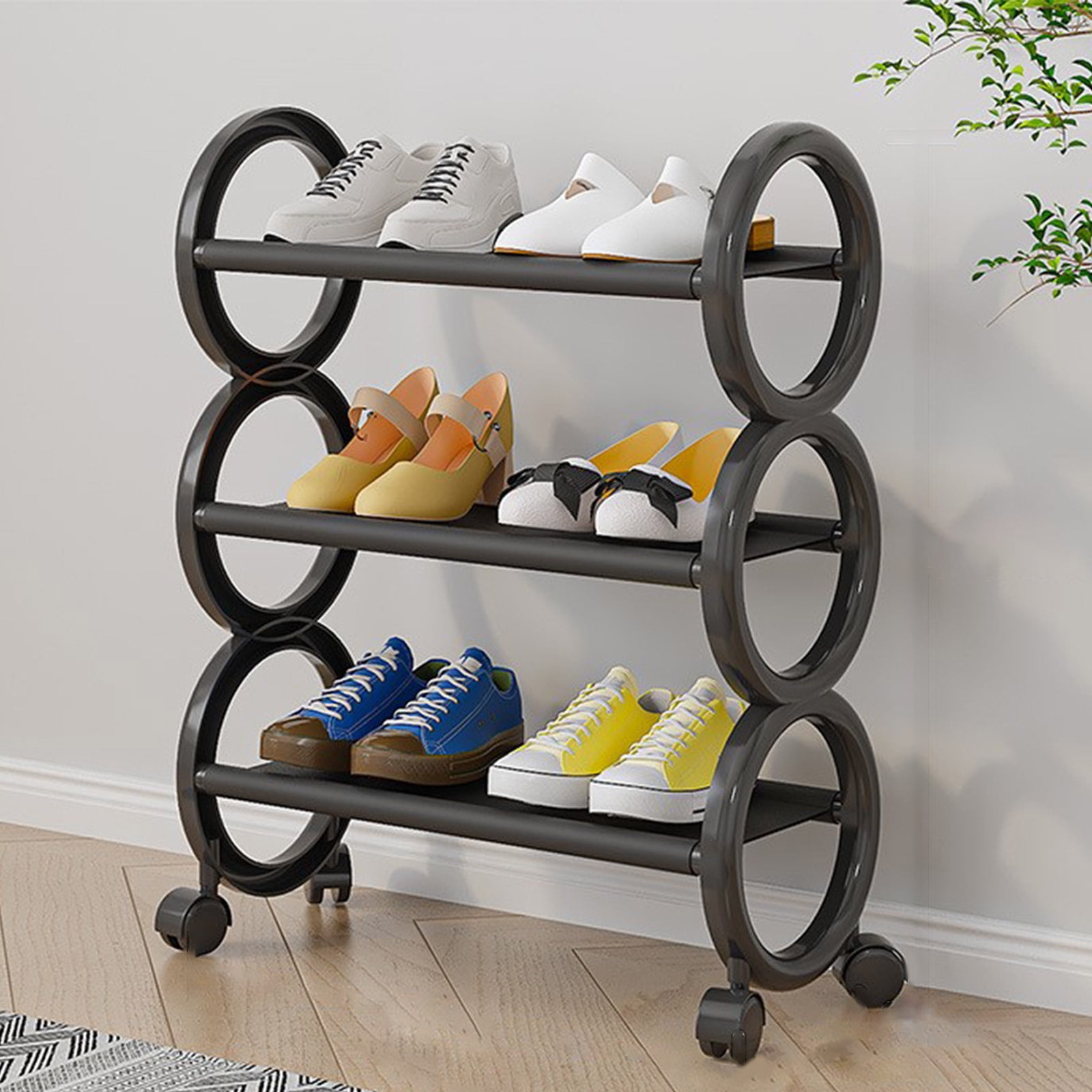 Étagère à Chaussures Rabattable en Bambou,Organiseur de Rangement pour