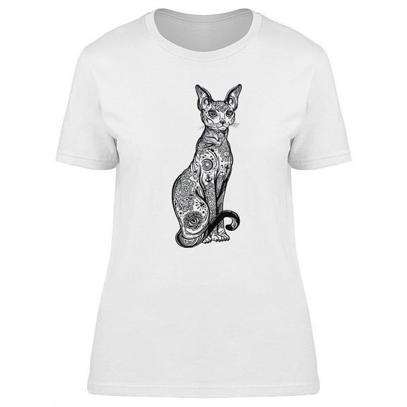 Vintage Gothic Cat Design T-Shirt Women -Image by Shutterstock, Female x-Large