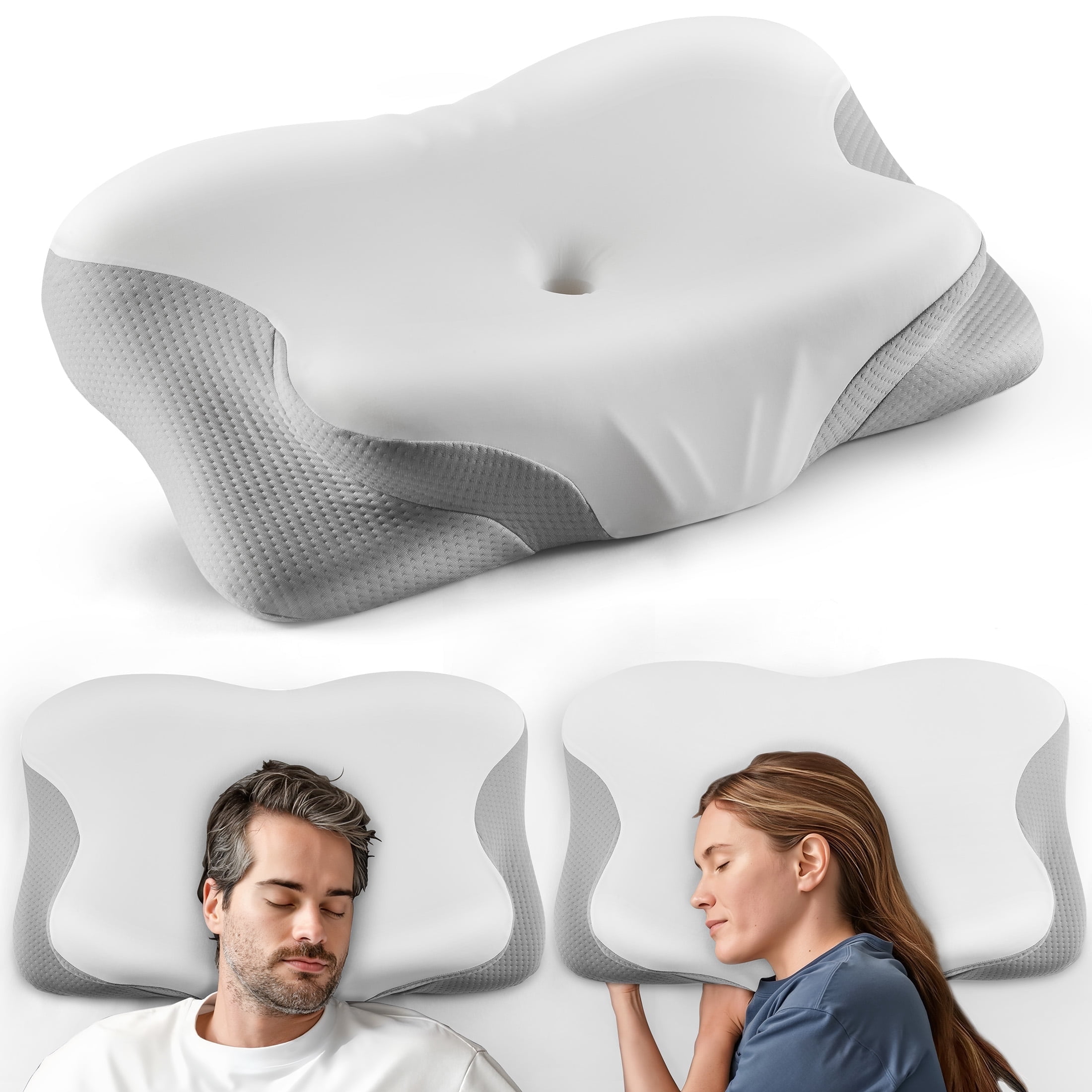 DONAMA Cervical Pillow For Neck And Shoulder,Contour Memory Foam Pillow,Ergonomic Neck Support Pillow For Side Back Stomach Sleepers With Pillowcase-King Size