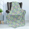 thumbnail image 4 of Retro Soft Flannel Fleece Throw Blanket, Ethnic Design Hippie Art Mandala with Rainbow Colors Trippy Medallion LGBT Pride, Cozy Plush for Indoor and Outdoor Use, 50" x 70", Multicolor, by Ambesonne, 4 of 5