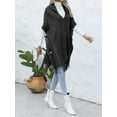 thumbnail image 5 of KelaJuan Women's Winter Bohemian Blanket Poncho Button Cable Hooded Cape Shawl with Tassels Decor, 5 of 6