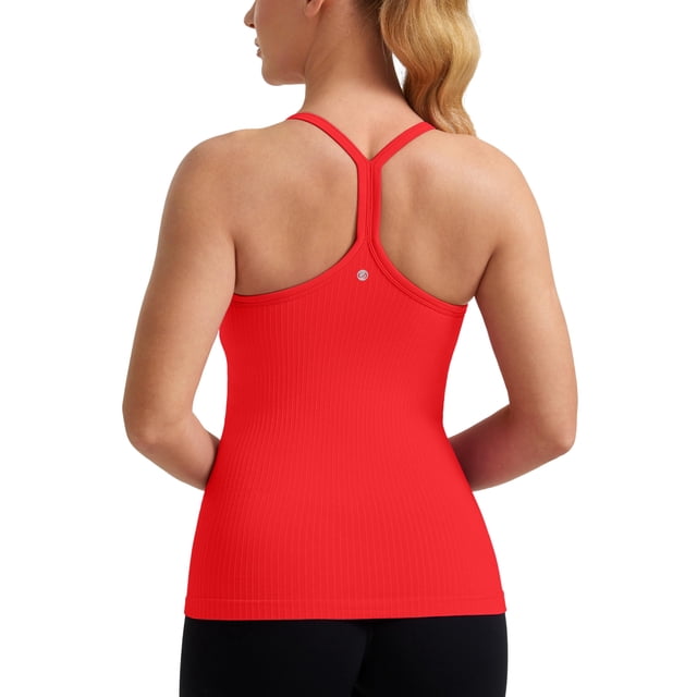 Top deportivo sin costuras CRZ YOGA para entrenamiento, color rojo oscuro, talla L