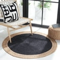 thumbnail image 2 of SAFAVIEH Natural Fiber Cebrail Geometric Area Rug, Black/Natural, 4' x 4' Round, 2 of 7