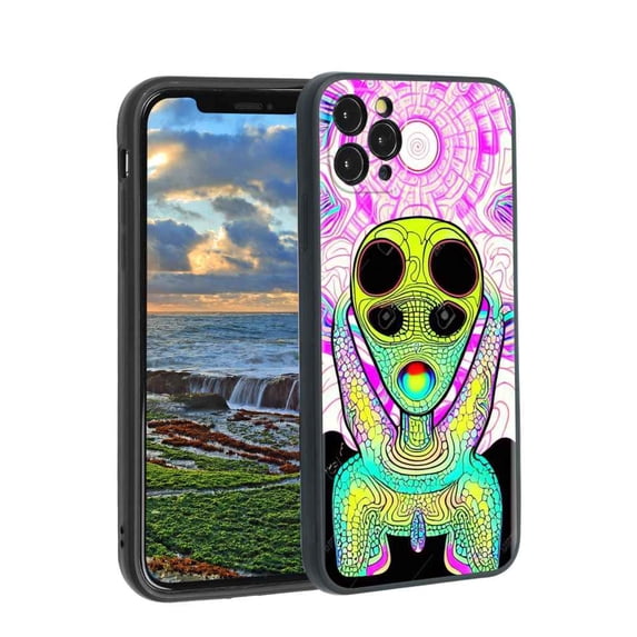 Compatible with iPhone 11 Pro Max Phone Case, Psychedelic-Trippy-Alien-Art-Visuals-Colours26 Case Men Women, Flexible Silicone Shockproof Case for iPhone 11 Pro Max