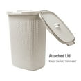 thumbnail image 5 of Mind Reader 60L Slim Laundry Hamper, Clothes Basket, Lid, Wicker Design, Plastic, 17.65"L x 13.75"W x 24.15"H, Set of 3, Ivory, 5 of 5