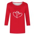 thumbnail image 4 of Staron Liquidation T-Shirts de la Saint-Valentin pour Femmes Manches 3/4 Col Rond Blouses Basiques Graphiques T-Shirts Tendance Été Imprimé Cœur Tops, 4 of 4