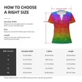 thumbnail image 4 of Goofa Rainbow Glitter Pattern Womens Deep V Neck Low Cut Tops Casual Summer Short Sleeve Ribbed Knit T-Shirts-X-Large, 4 of 5