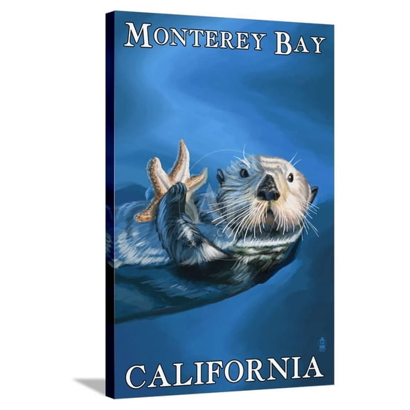 Monterey Bay, California  Sea Otter, Stretched Canvas Wall Art by Lantern Press Sold by ArtCom