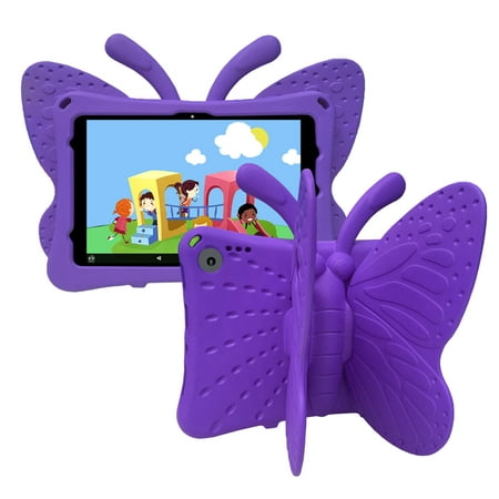 Cute Butterfly Kids Case for Amazon Kindle Fire HD10 & Fire HD 10 Plus Tablet 10.1" (2023/2021 Release - 13th/12th Generation), Shockproof Lightweight Rugged Hard Case with View Kickstand - Purple