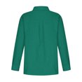 thumbnail image 5 of Qwertyu Button down Shirts for Women Lapel Long Sleeve Cotton Linen Tops Causal Lightweight Summer Spring Blouse Tees with Pocket Green L, 5 of 5