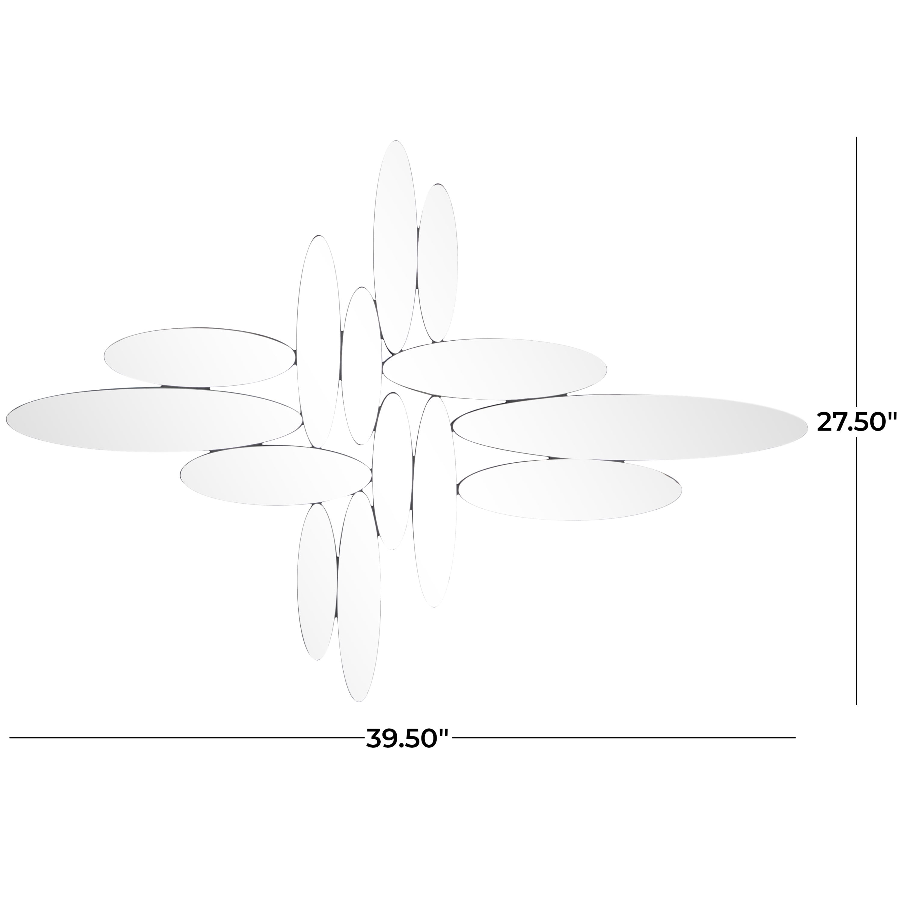 DecMode 40" x 28" Silver Abstract Oval Wall Mirror