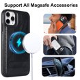 thumbnail image 2 of ELEHOLD Case for iPhone 11 Pro Max, Luxury PU Leather Anti-Scratch Magnetic Case with Invisible Kickstand for MagSafe Accessory,Black, 2 of 8