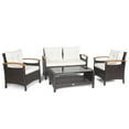 thumbnail image 3 of Costway 4PCS Patio Rattan Conversation Set Cushioned Sofa Storage Table Off White, 3 of 10