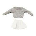 thumbnail image 1 of Sudadera con capucha y falda de manga larga a escala 1/12, disfraz informal ajustado con hombros descubiertos top gris, 1 of 9