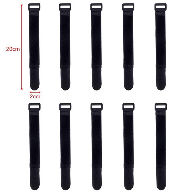 Ruban Magique 10 Pcs Sangles Réutilisables à Crochet et Boucle en Nylon Ruban de Fixation Inversé Ruban Auto-Adhésif Attaches de Câble Faisceau d'Enroulement Attaches Fixes 1500755-length 20cm width 2cm