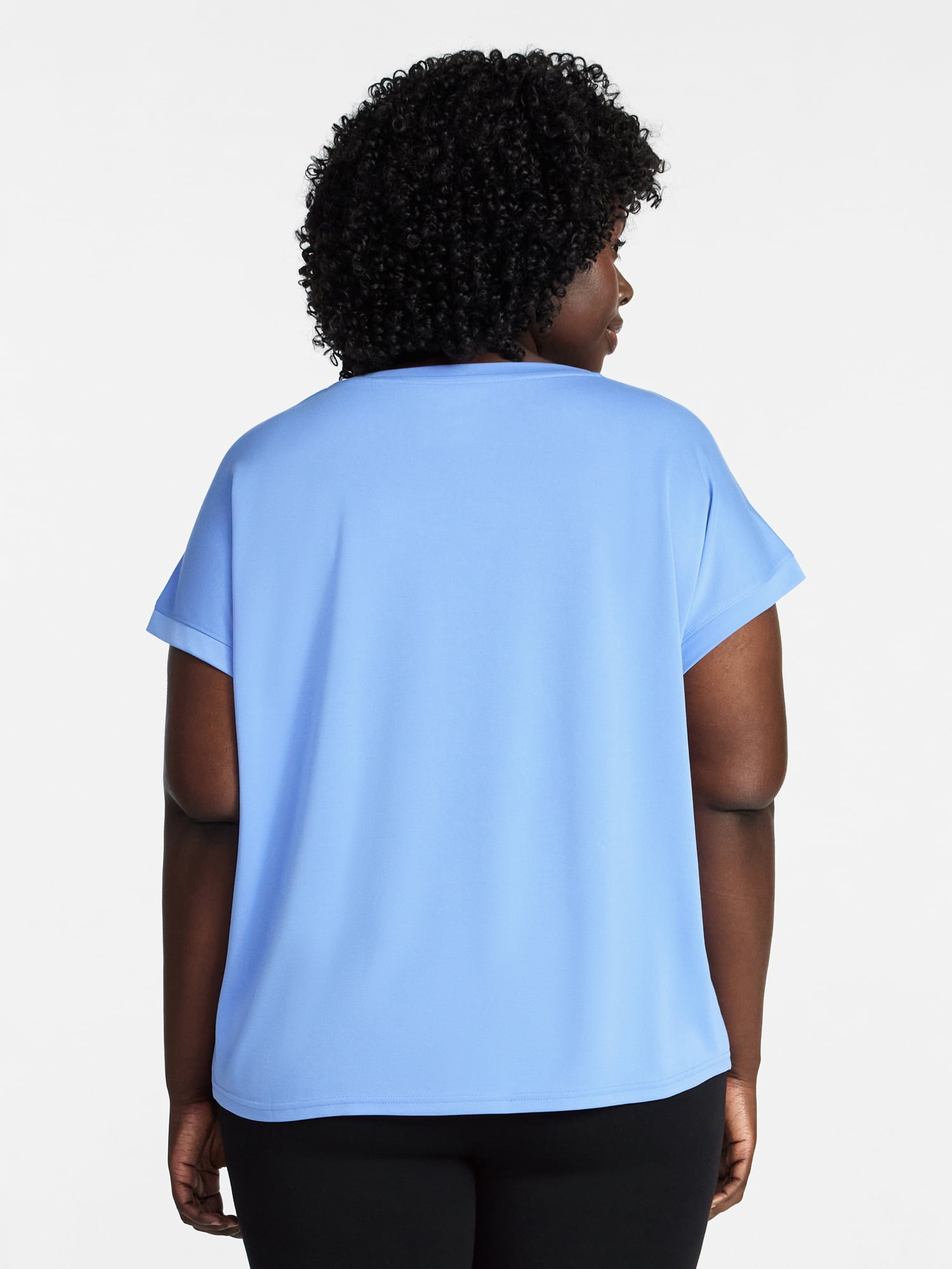 Terra & Sky Women’s Plus Scoop Neck Tunic Tee with Short Sleeves, Sizes 0X-5X