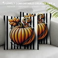 thumbnail image 3 of Orinice Decorative Throw Pillow Cover Square Size  Fall Black and White Stripe Pumpkin Cotton Decor Pillowcase with Hidden Zipper Decor Cushion Covers White, 3 of 5
