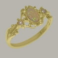 thumbnail image 2 of LBG British Made 18k Yellow Gold Natural Opal & Cultured Pearl Womens Promise Ring - 33 size options - Size 7, 2 of 8