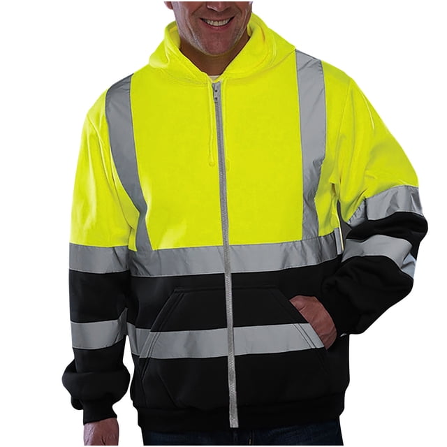 KIHOUT Chandails à Capuchon Hommes Décontractés Mode avec Poche Fermeture Éclair Manches Longues Hauts Chandail à Capuchon GN/L2