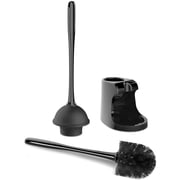 Toilet Plunger and Bowl Brush Combo for Bathroom Cleaning, Black, 2 Sets