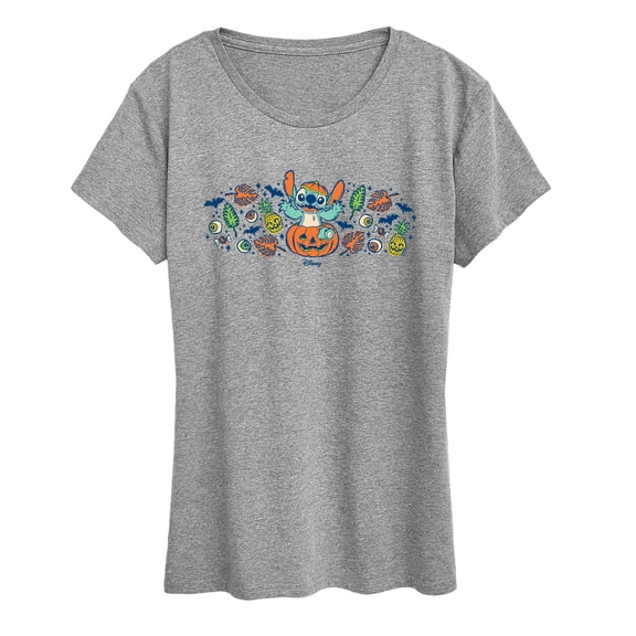 Lilo & Stitch - Pumpkin Florals Short Sleeve Graphic T-Shirt