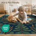 thumbnail image 4 of ODIKA 8'x10' Washable Area Rug Border Cabin Forest Wildlife Print Motif Motifs Fishing Lake Refined Structured for Dining Room, Large Office, Lounge, Non-Slip Chair-Friendly Mat, 4 of 7