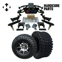 Hardcore Parts 6” Heavy Duty Double A-Arm Suspension Lift Kit for Club Car PRECEDENT Golf Cart (2004 ) with 10" Machined/Black 'Kraken' Wheels and 22"x11"-10" DOT rated All-Terrain tires