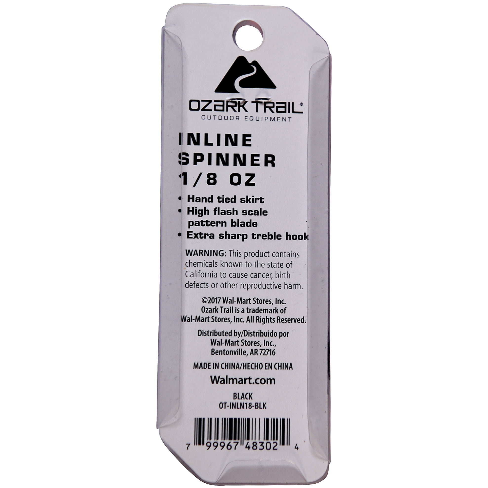 Ozark Trail Inline Spinner Fishing Lure 1/8 oz. – Black