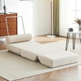 thumbnail image 5 of Convertible Folding Sofa Bed - Sleeper Chair with Pillow, Modern Linen Fabric Floor & Futon Couch, Lazy Sofa for Living Room/Dorm/Guest Room/Home Office, Single Cream White, 5 of 8