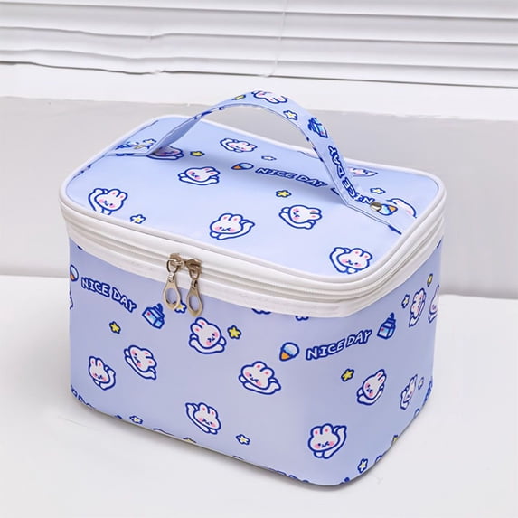 Outdoor Women Travel Organzier Rabbit Wash Handbags Cartoon Travel Kawaii Makeup Bags Bear Cosmetic Bags Storage Toiletry Bag Cosmetic Cases BLUE