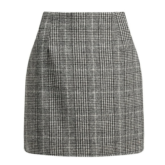 1PCS High Waist Plaid Skirt-Light Coffee Checkered-L