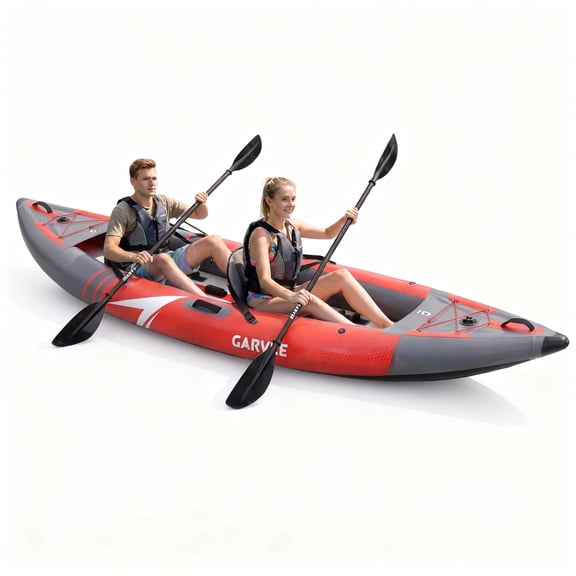Garvee 2 Person Inflatable Kayak Set, 150 x 39 x 16”, 450 lb Weight Capacity, Red