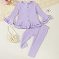 thumbnail image 2 of Lenpel Baby Clothes for Girls Toddler Fall Winter Cute Ruffle Long Sleeve Ribbed Shirts Pants 2Pcs Infant Outfits Set, 2 of 7