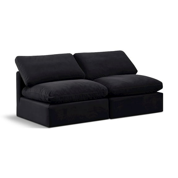 Meridian Furniture Indulge 70" Contemporary Velvet Modular Sofa in Black