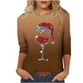 thumbnail image 2 of Camisetas de Manga Larga de las Mujeres Imprimir Navidad Cuello Redondo 3/4 Manga Suéter, Top Casual para las Vacaciones, 2 of 4