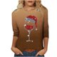 thumbnail image 2 of Camisetas de Manga Larga de las Mujeres Imprimir Navidad Cuello Redondo 3/4 Manga Suéter, Top Casual para las Vacaciones, 2 of 4