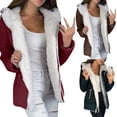 thumbnail image 1 of Women Winter Solid Color Pockets Zipper Hooded Jacket Thick Warm Loose Coat, 1 of 8