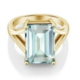 thumbnail image 3 of Gem Stone King 6.64 Ct Octagon Sky Blue Simulated Aquamarine 18K Yellow Gold Plated Silver Ring, 3 of 6