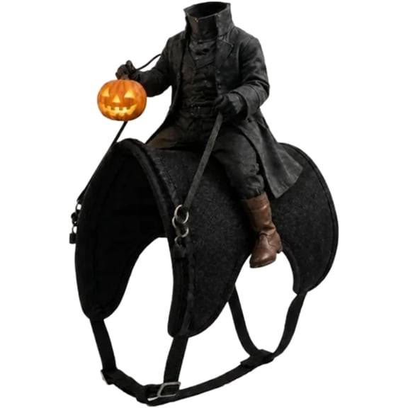 Headless Horseman Cat Costume Spooky 3D Horse Riding Illusion Halloween Costume for Cats Kittens Small Dogs Pet Dress Up