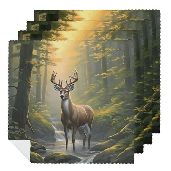 Qinduosi Camouflage Reindeer Dinner Napkins Soft Cloth Napkins Printed Table Napkins for Parties Weddings Event 2 PCS