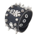 thumbnail image 3 of de material cuero de de aleación s de para hombre gótico punk de aleación de material cuero de Negro Fernando Pulsera del esqueleto del cráneo, 3 of 6