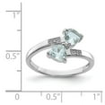 thumbnail image 2 of 925 Sterling Silver Polished Rhodium Aqua and Diamond Love Heart Ring Size 6 Measures 2mm Wide - Ring for Women, 2 of 2
